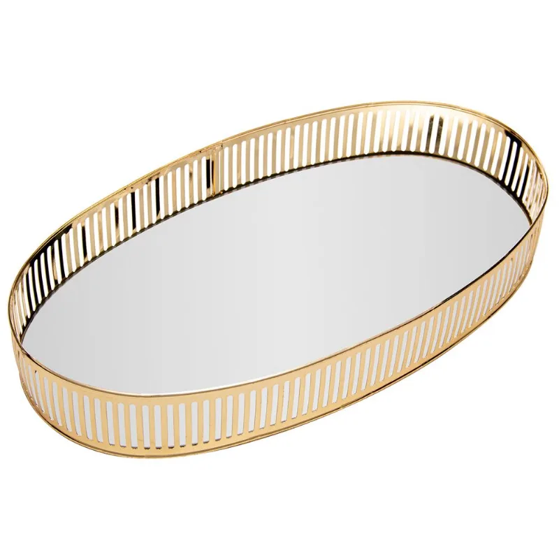 Bandeja Berlin Oval Espelhada 26x12cm em Metal Lyor - LYOR