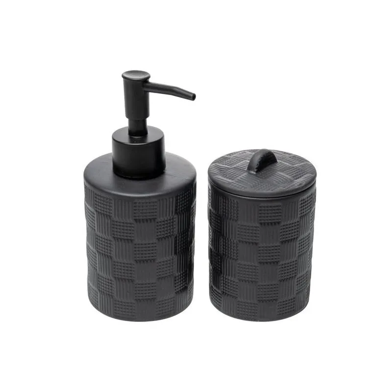 Cj 2 pecas para banheiro de ceramica chess preto