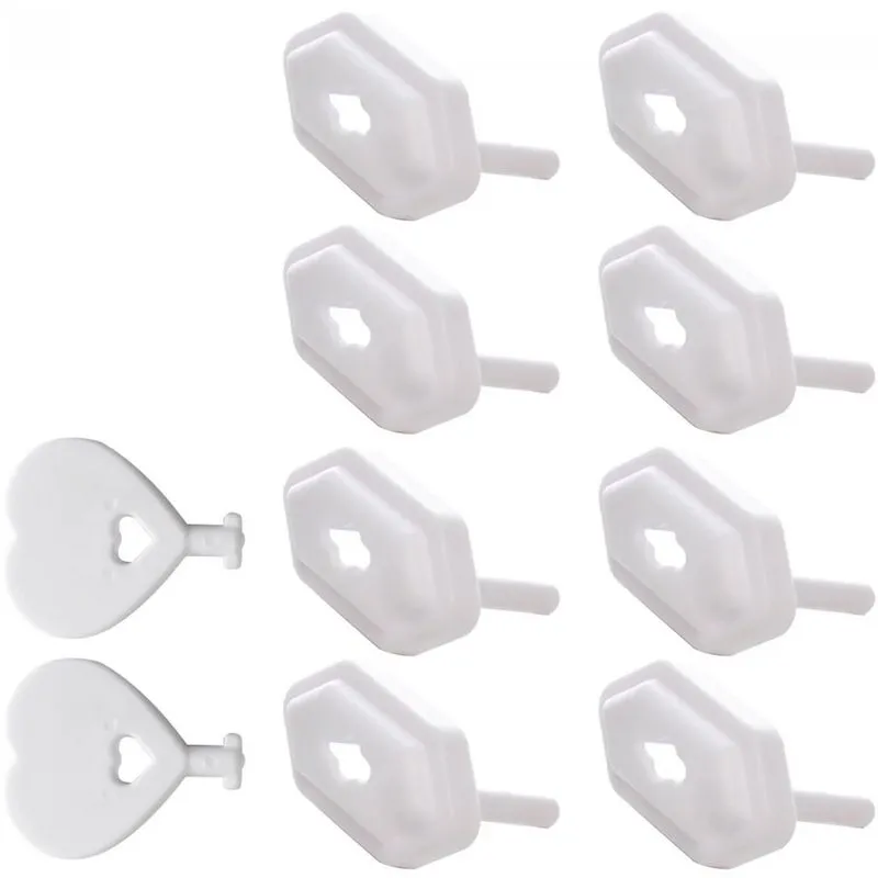 Conjunto 8 Protetores Para Tomada Lyor Com 2 Chaves 3x2x1,5cm Branco