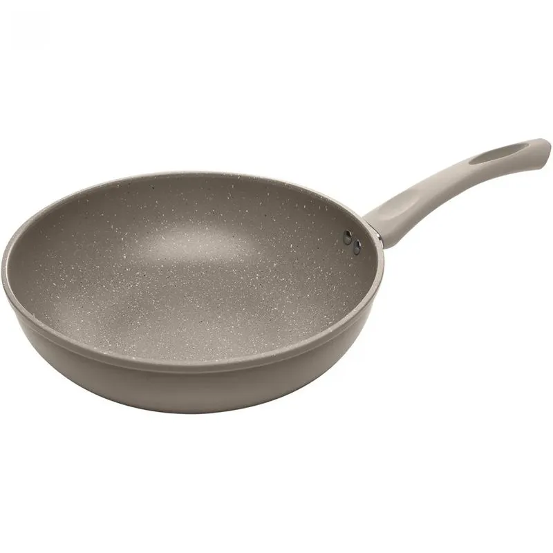 Frigideira Wok De Indução 28cm Alumínio Com Revestimento Ceramico Taupe