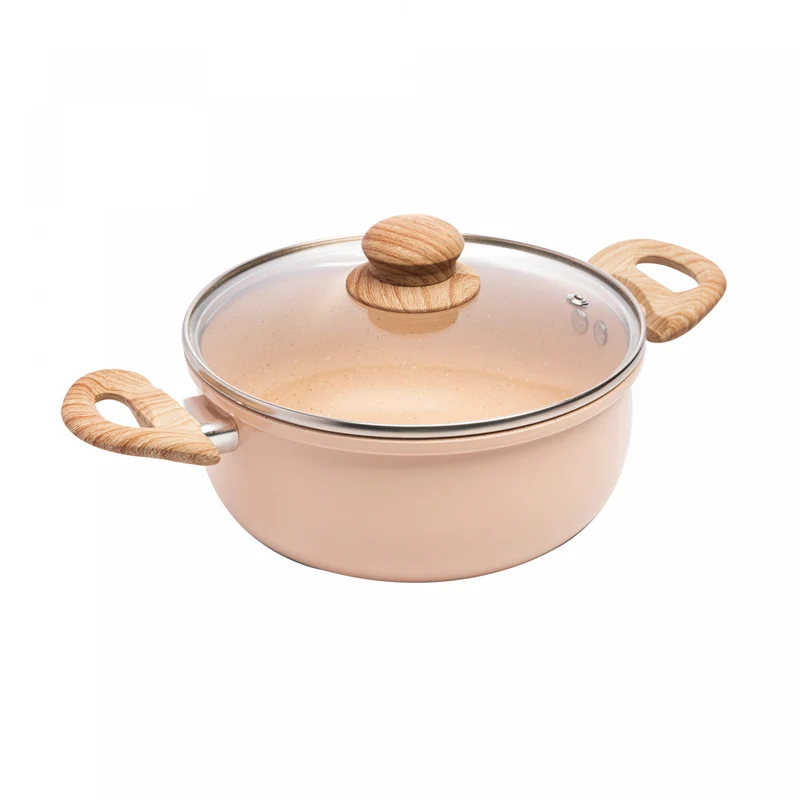 Caçarola de Indução com Tampa de Vidro Granito Chef 22cm Bege Alumínio Revestimento Cerâmico Lyor Unico - LYOR