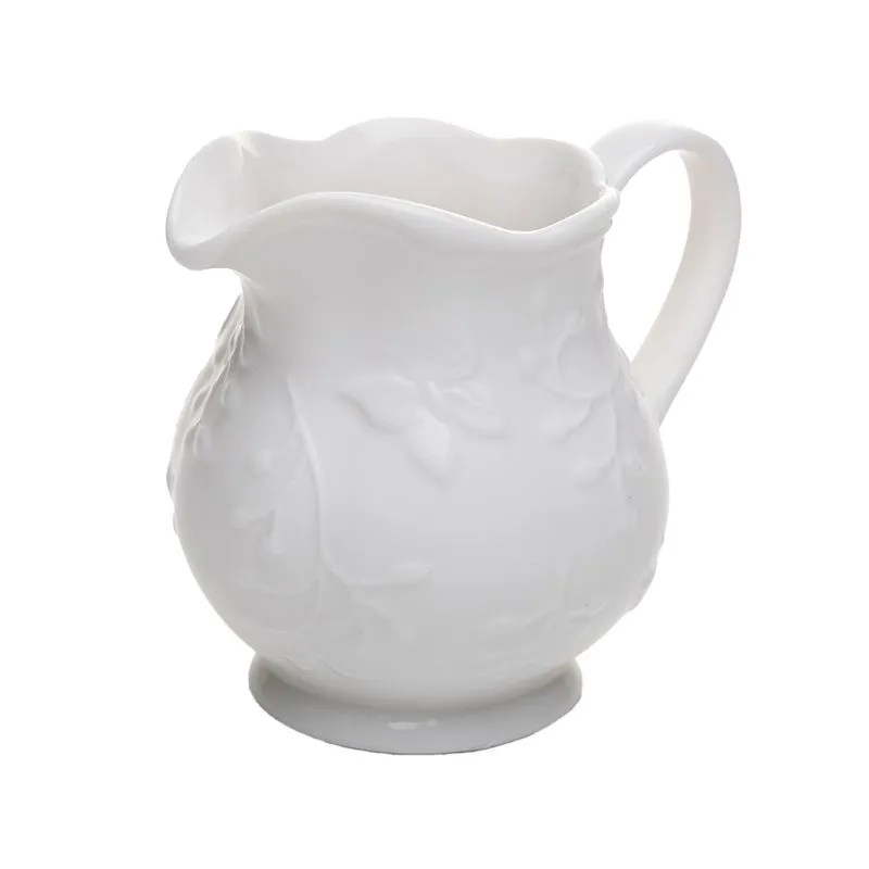 Leiteira De Porcelana New Bone Butterfly Flower Branco 250ml Lyor