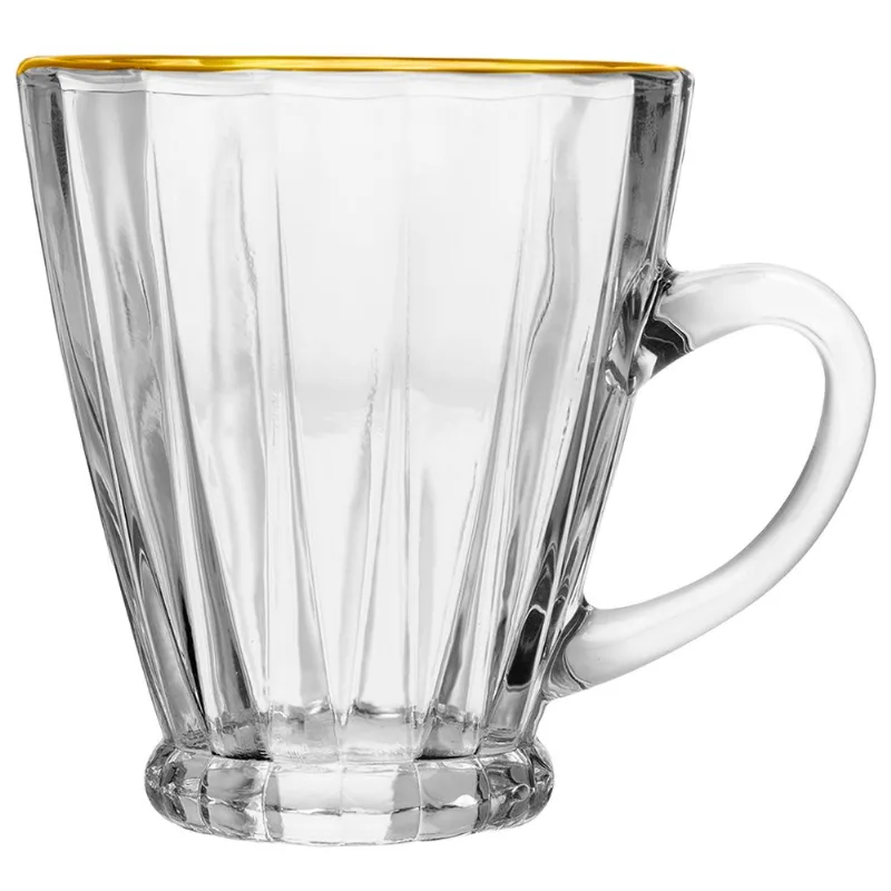 Xícara Radial C/ Fio de Ouro 160ml em Vidro Lyor - LYOR