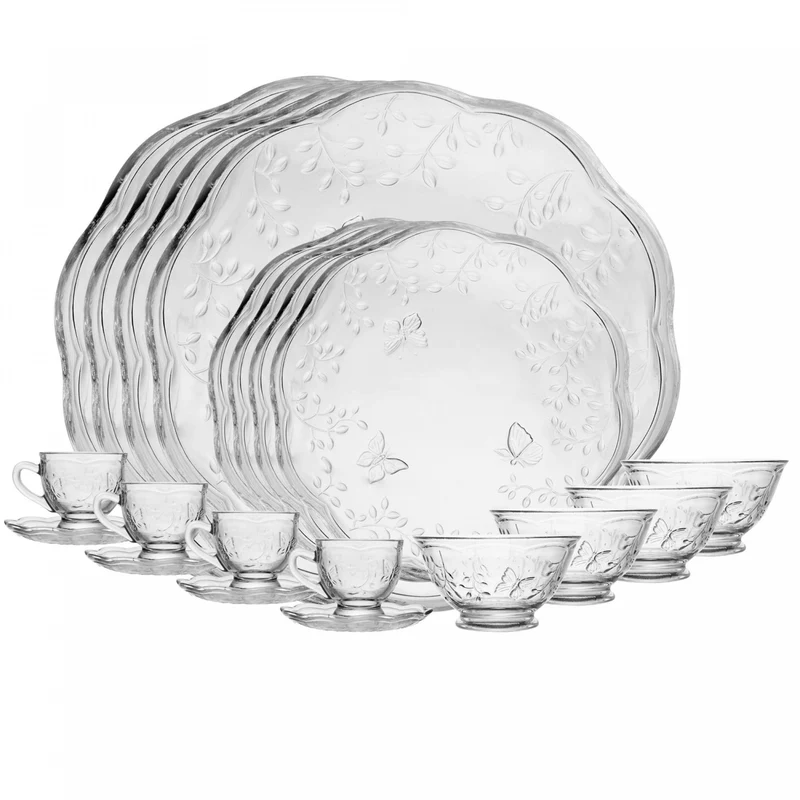 Jogo de Jantar 20 peças New Butterfly Cristal Ecológico - Lyor Unico