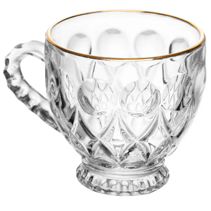 Xícara Lile C/ Fio Dourado 200ml em Cristal Lyor - LYOR