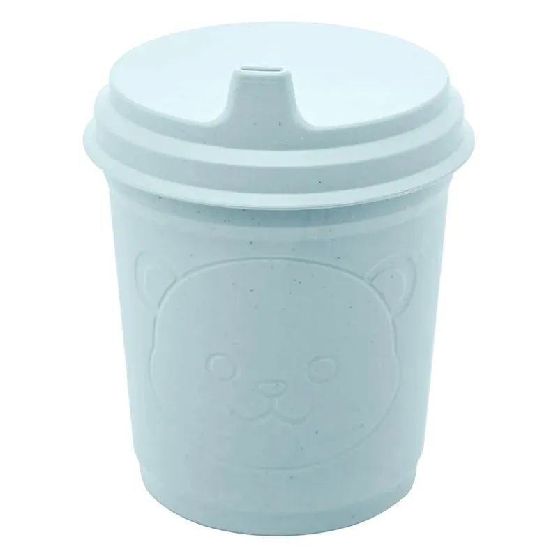 Copo com Tampa Baby Bear 450ml Azul PP e Bambu Lyor