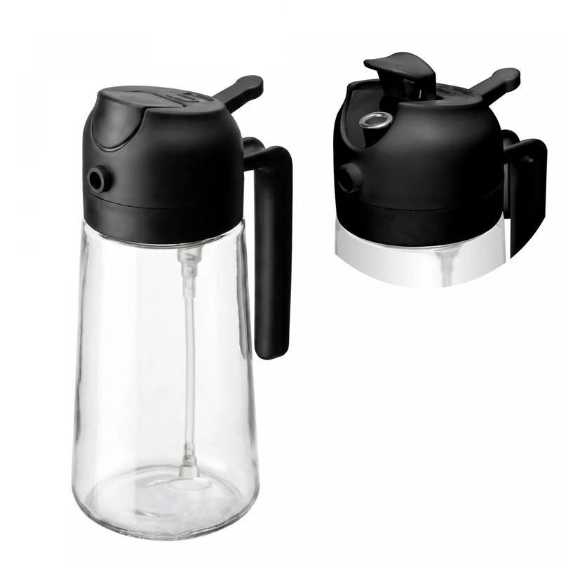 Galheteiro 2 em 1 com Borrifador Plástico 450ml Preto Vidro - Lyor Unico - LYOR