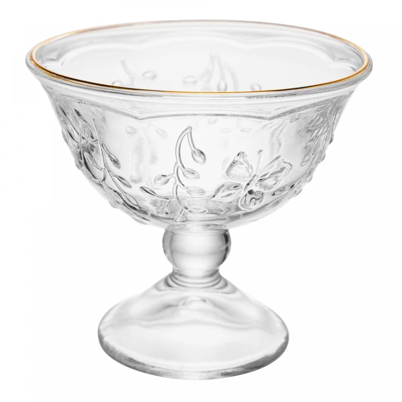 Taça de Sobremesa New Butterfly com Fio de Ouro 225ml Vidro - Lyor Unico - LYOR