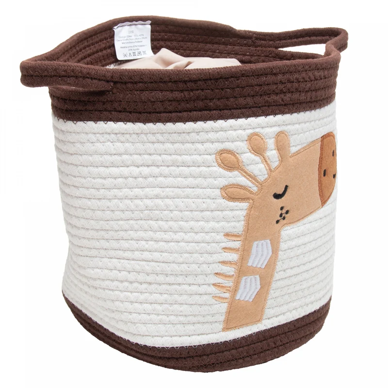 Cesta Giraffe 29cm x 29cm x 29cm Marrom/Branca Poliéster - Lyor Unico - LYOR