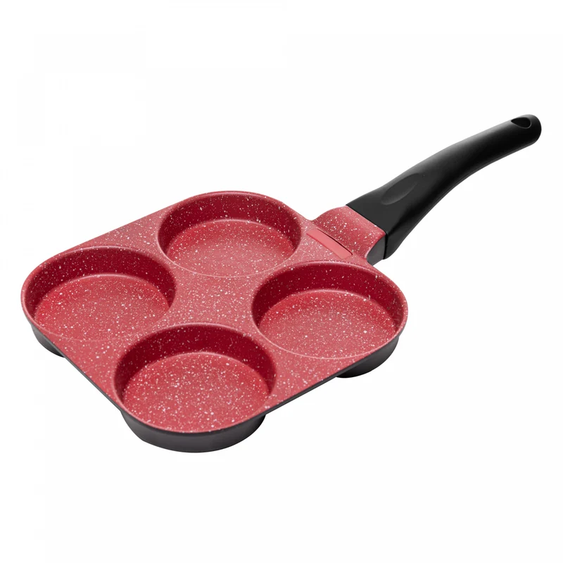 Frigideira de Indução com 4 Cavidades Granito Chef Vermelha Alumínio Revestimento Antiaderente Lyor Unico - LYOR