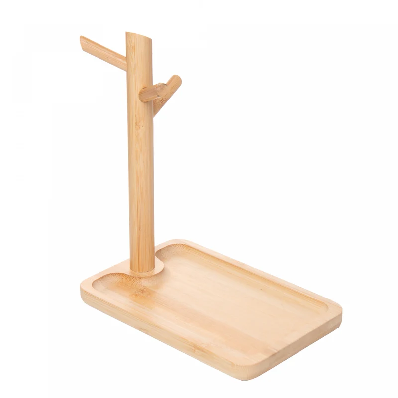 Bandeja Retangular com Suporte Multifuncional 18cm x 12cm x 21cm Natural Bambu - Lyor Unico