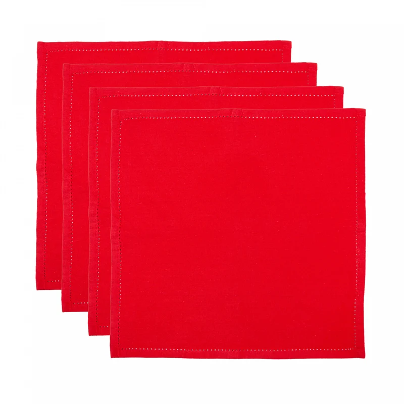 Conjunto 4 Guardanapos Momentos 40cm x 40cm Vermelho Algodão - Lyor Unico - LYOR
