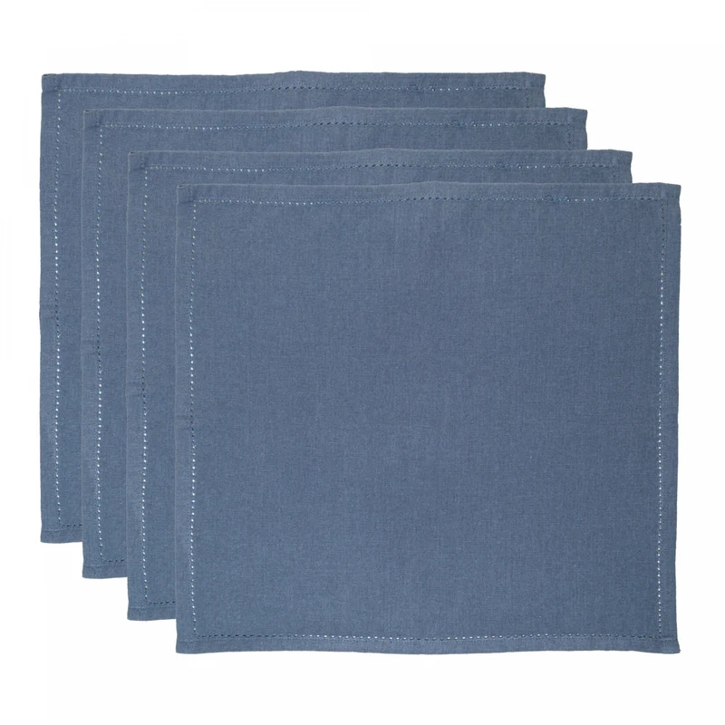 Conjunto 4 Guardanapos Momentos 40cm x 40cm Azul Algodão - Lyor Unico - LYOR
