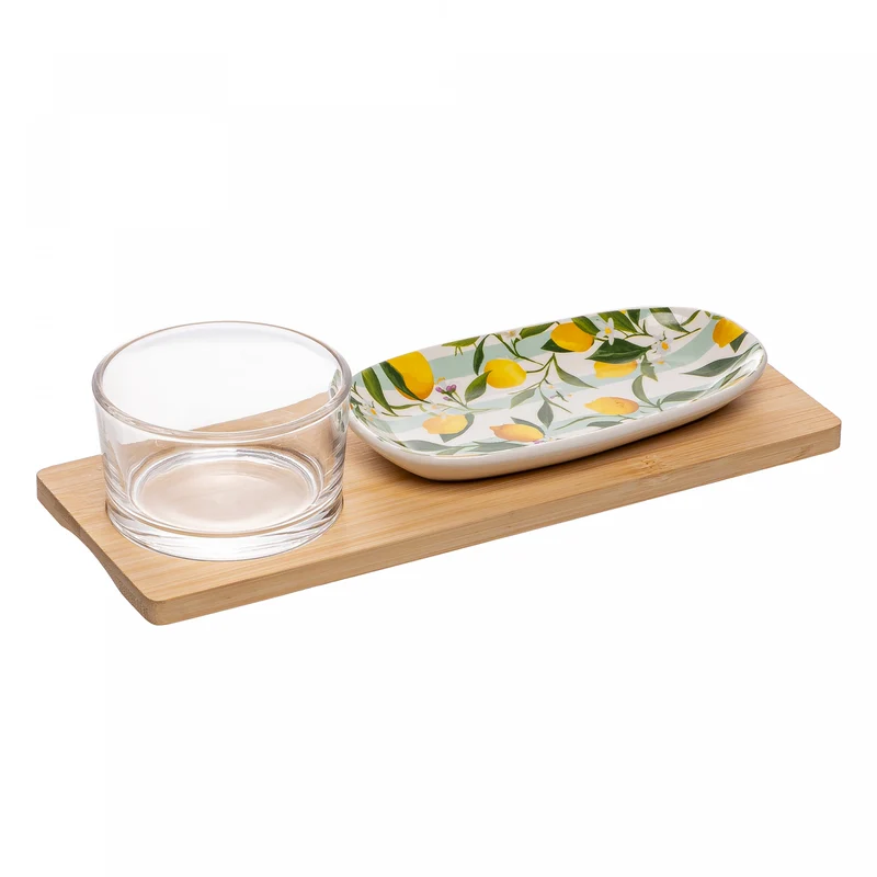 Conjunto 3 Peças para Servir Siciliano 28cm x 10,5cm x 6cm Bambu - Lyor Unico - LYOR