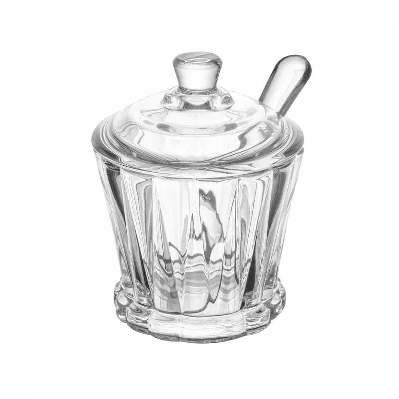 Açucareiro de Cristal com Colher e Tampa Radial 210ml - Lyor. Unico