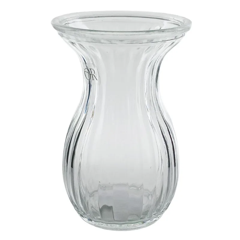 Vaso Canelado Decorativo 14x7cm em Vidro Lyor