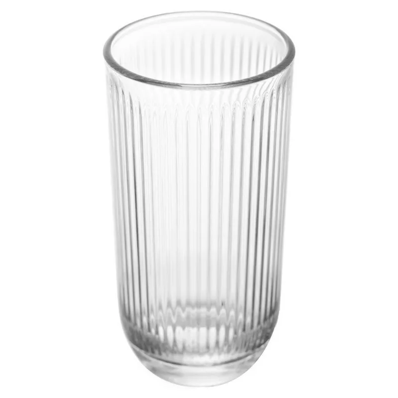Copo Alto Canelado em Vidro 233ML Resistente para Drinks Transparente Lyor - LYOR
