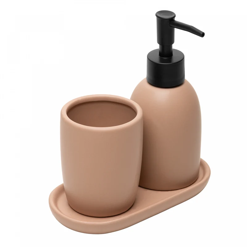 Conjunto 3 Peças para Banheiro Londres 220ml Terracota Cerâmica - Lyor Unico - LYOR