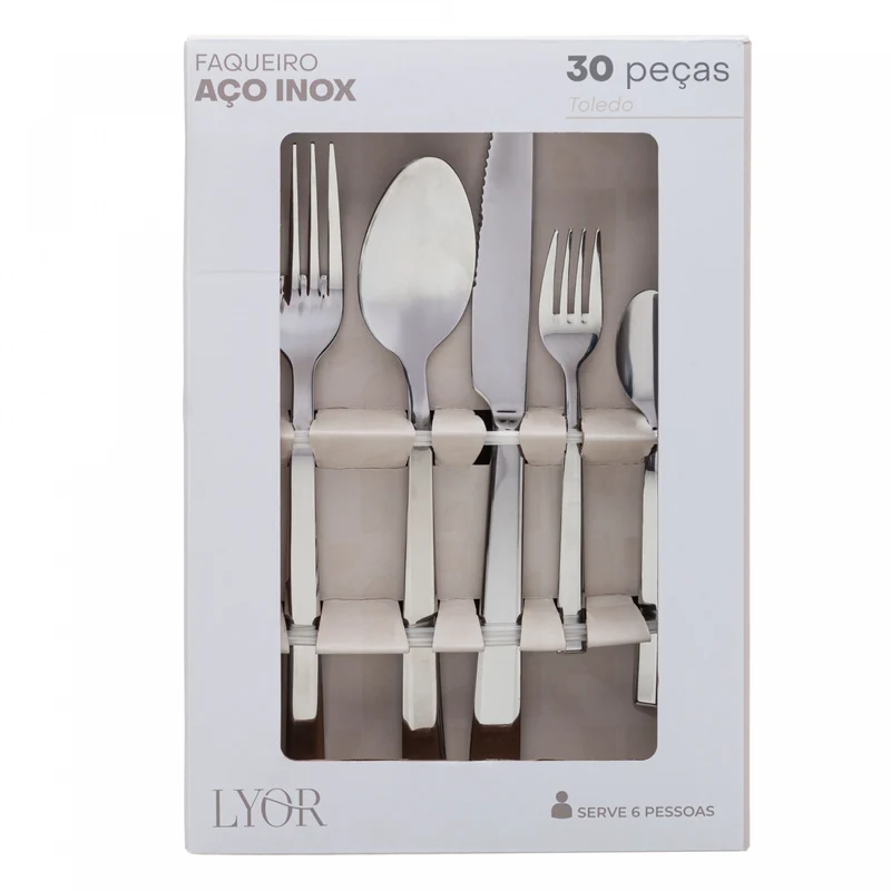 Faqueiro Toledo 30 Peças Aço Inox - Lyor Unico - LYOR