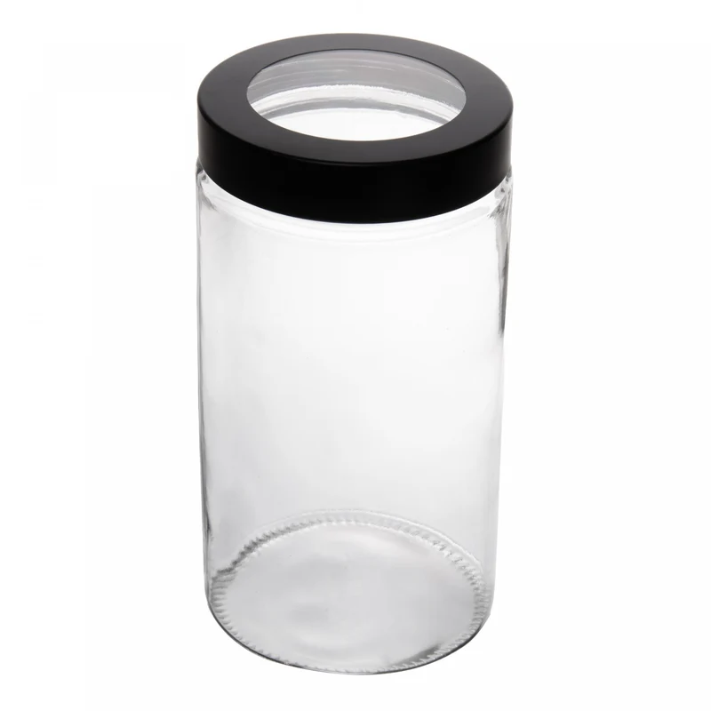 Porta Mantimentos Lyor Tampa Preta Visor Acrilíco 1,8L Vidro - Lyor Unico - LYOR