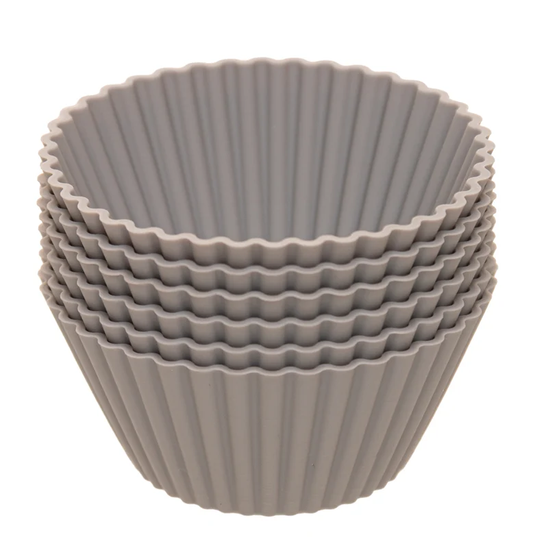 Conjunto 6 Formas Redondas para Cupcake 7cm x 3cm Cinza Silicone - Lyor Unico