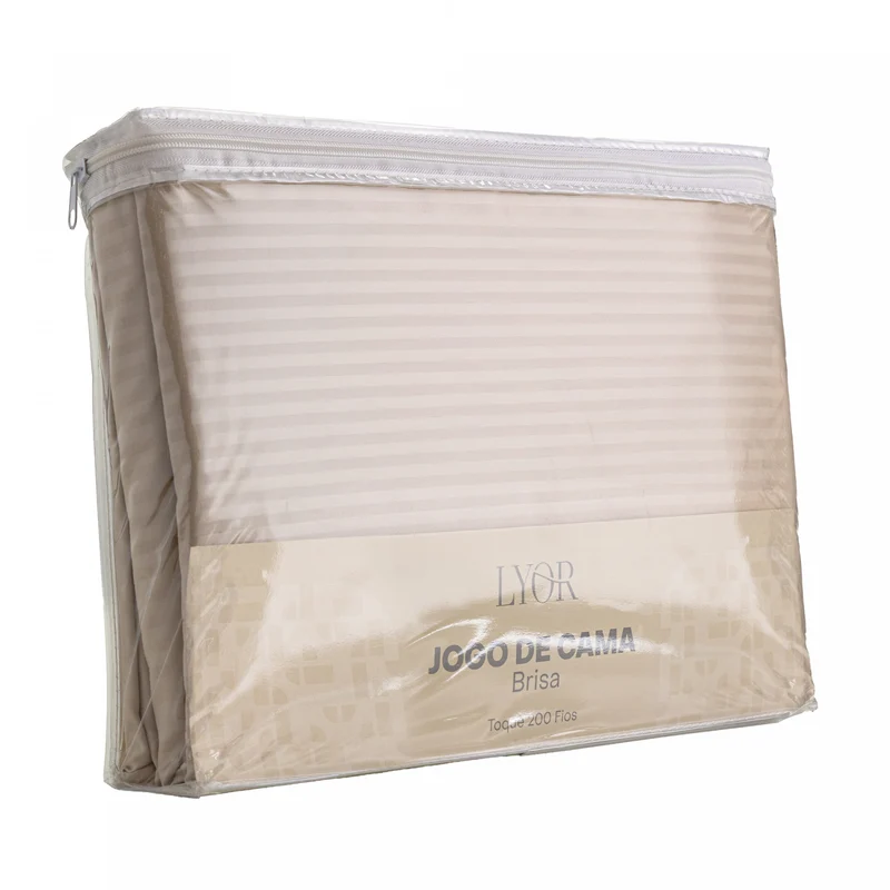 Jogo de Cama Queen Brisa Toque 200 Fios Bege Microfibra - Lyor Unico - LYOR
