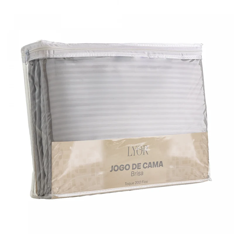 Jogo de Cama Queen Brisa Toque 200 Fios Cinza Microfibra - Lyor Unico - LYOR