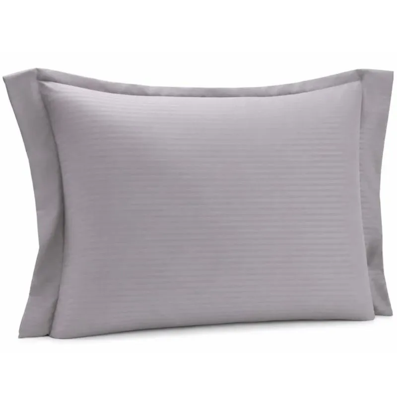Fronha Travesseiro 50x70cm Brisa Lyor 200 Fios Cinza Listrada Com Abas Poliester Avulsa