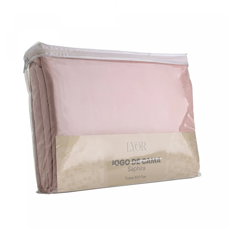 Jogo de Cama Saphira Casal Toque 300 Fios Rosa Microfibra - Lyor Unico - LYOR