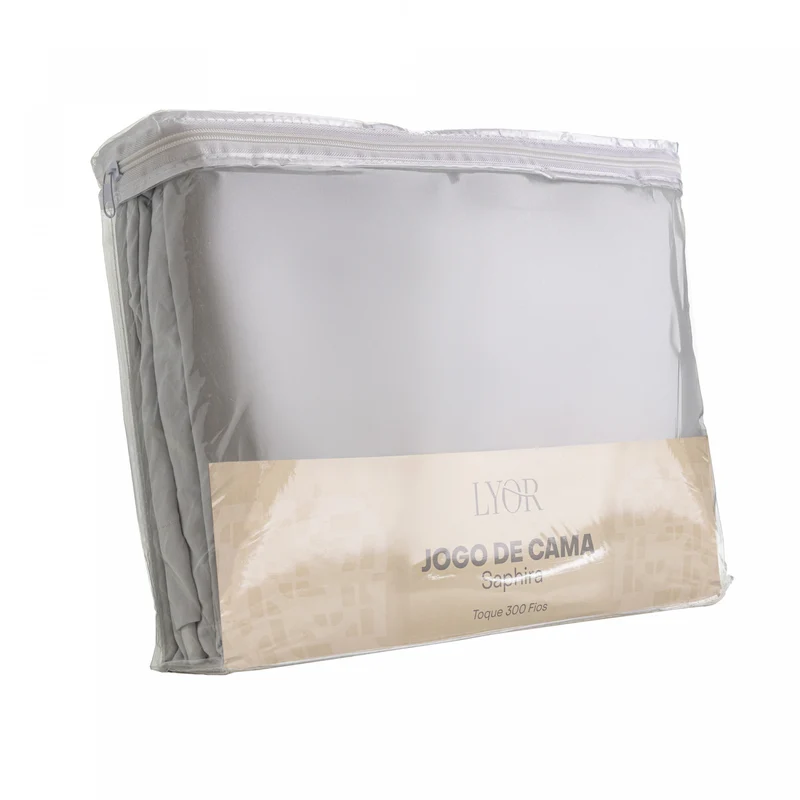 Jogo de Cama Saphira Casal Toque 300 Fios Cinza Microfibra - Lyor Unico - LYOR