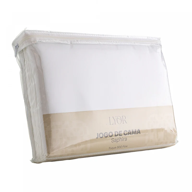 Jogo de Cama Saphira King Toque 300 Fios Branco Microfibra - Lyor Unico - LYOR
