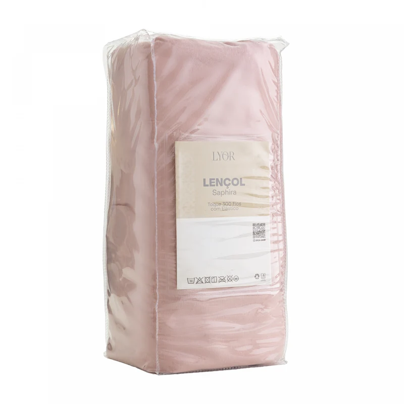Lençol com Elástico Saphira Queen Toque 300 Fios Rosa Microfibra - Lyor Unico - LYOR