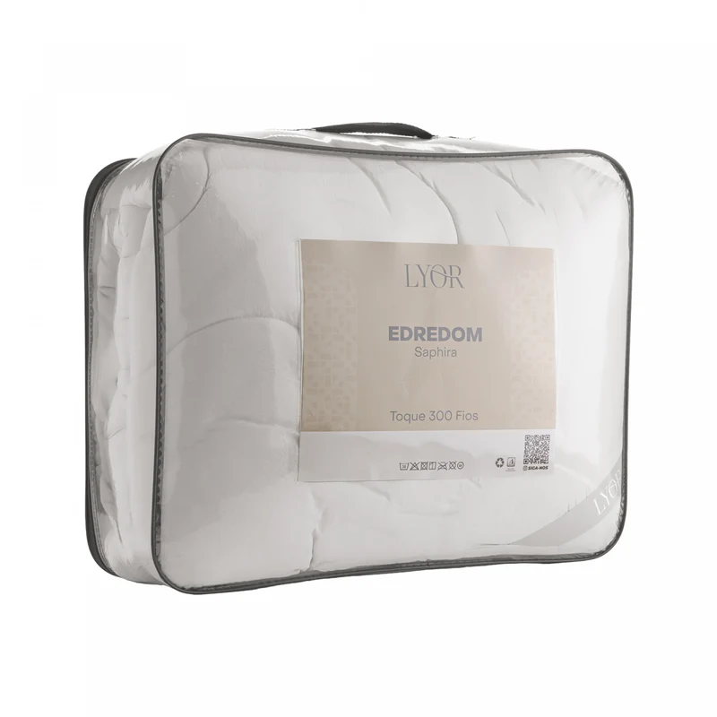 Edredom Saphira King Toque 300 Fios Branco Microfibra - Lyor Unico - LYOR