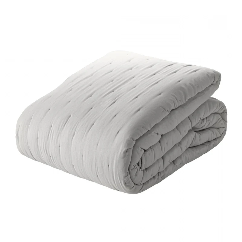 Colcha Matelassê Saphira King e 2 Porta Travesseiros Toque 300 Fios Cinza Microfibra - Lyor Unico - LYOR