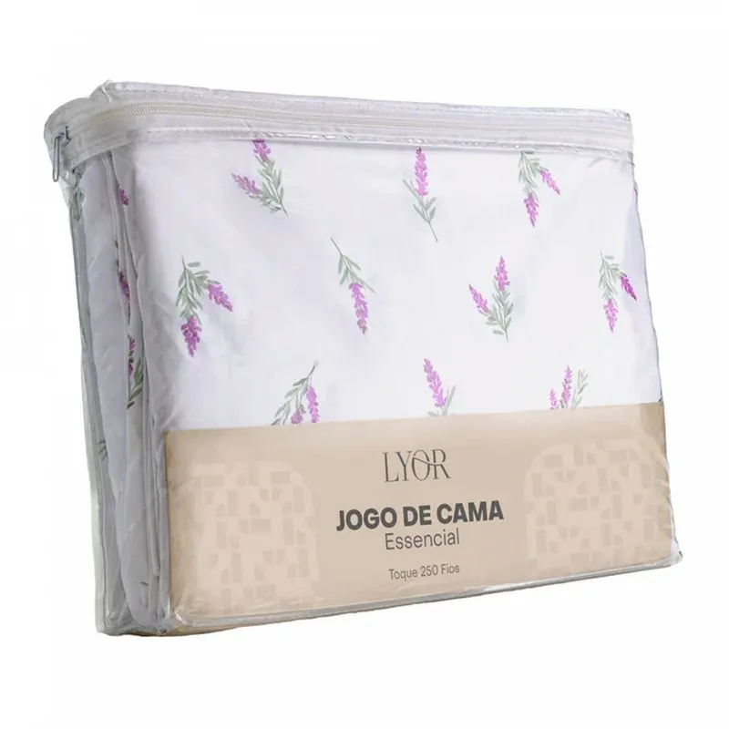 Jogo De Cama Casal Essencial Lavanda Toque 250 Fios Microfibra Lyor