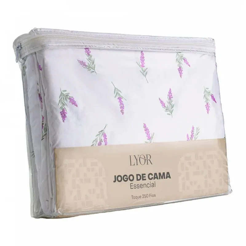 Jogo De Cama Queen Essencial Lavanda Toque 250 Fios Microfibra Lyor