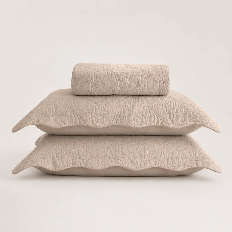 Colcha Matelassê Arabeske King com 2 Porta Travesseiros Bege Microfibra - Lyor Unico - LYOR