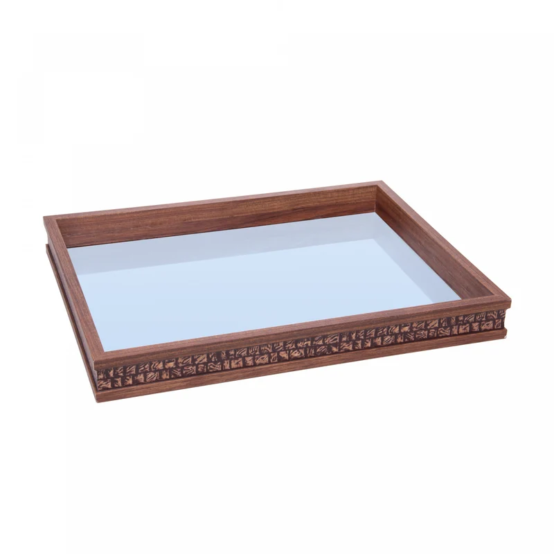 Bandeja com Espelho Rustic 41cm x 31cm x 5cm Madeira - Lyor Unico - LYOR