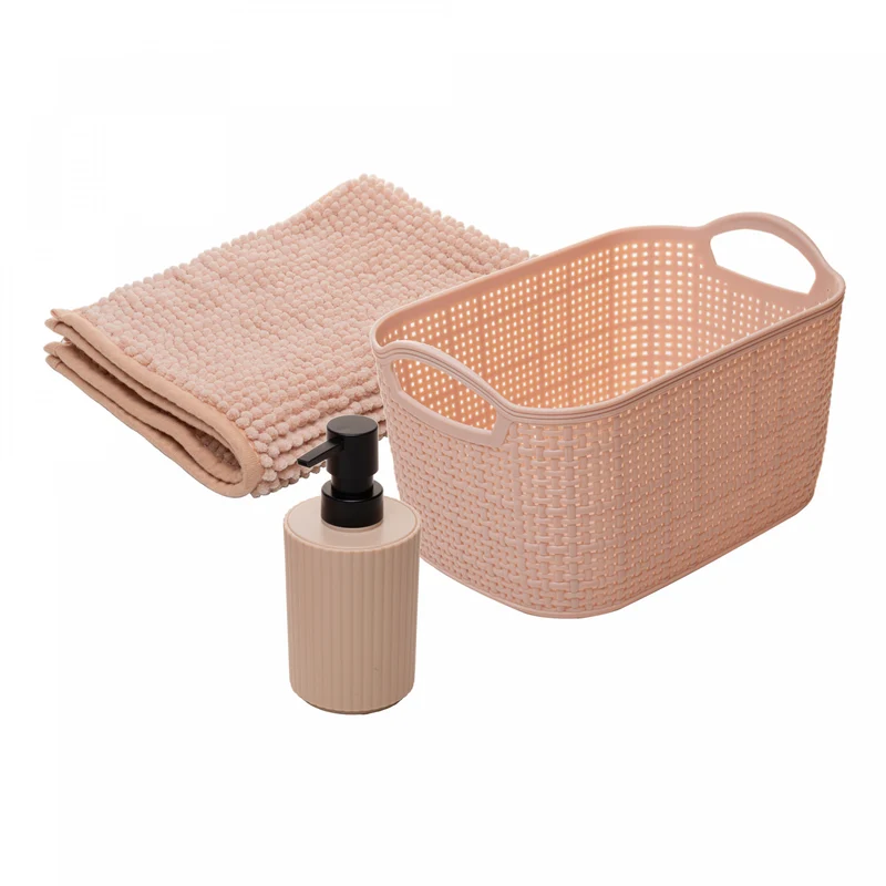 Conjunto 3 Peças para Banheiro Comfort Bege Plástico - Lyor Unico