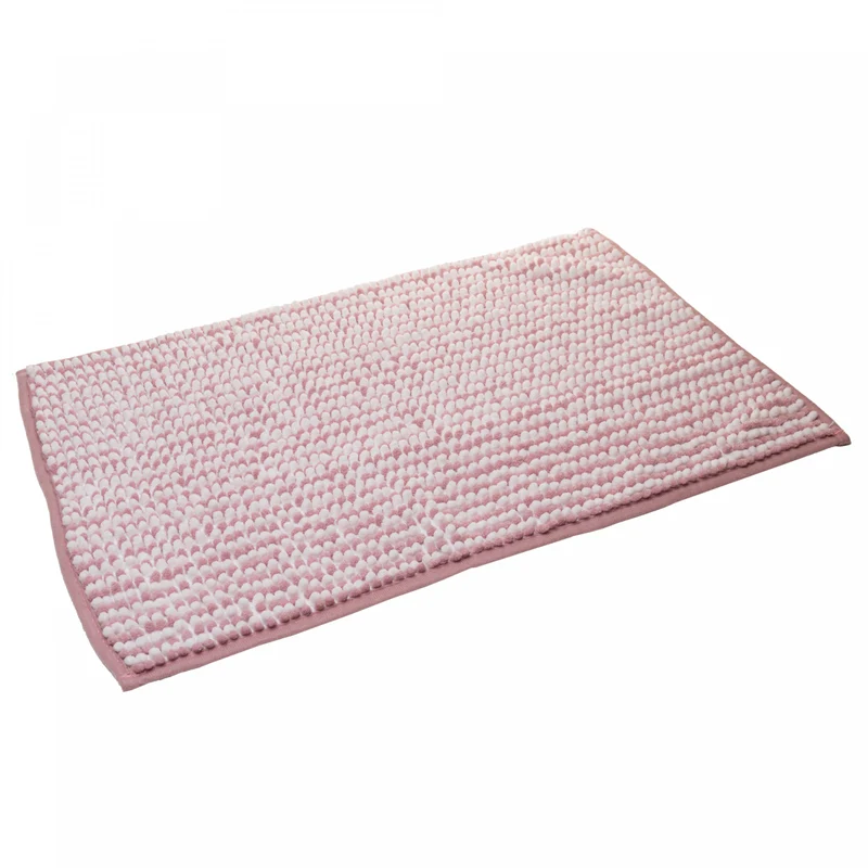 Tapete com Antiderrapante para Banheiro Comfort 38cm x 58cm Branco e Rosa Chenille - Lyor Unico - LYOR