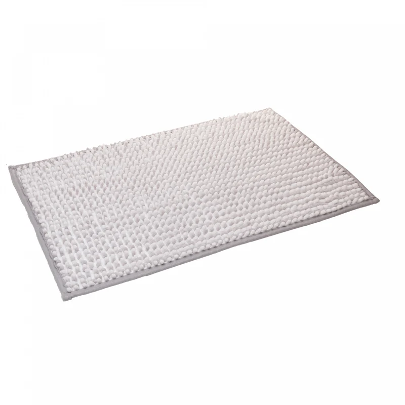 Tapete com Antiderrapante para Banheiro Comfort 38cm x 58cm Branco e Cinza Chenille - Lyor Unico - LYOR