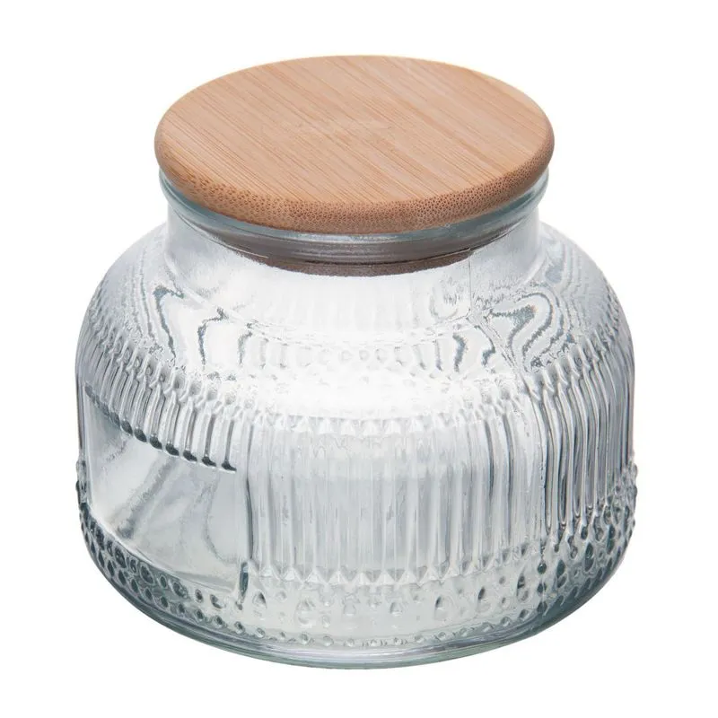 Pote Com Tampa De Bambu Lumi 750ml Vidro - Lyor