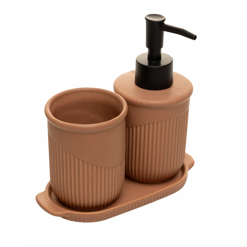 Conjunto 3 Peças para Banheiro Orlen Marrom - Lyor Unico - LYOR
