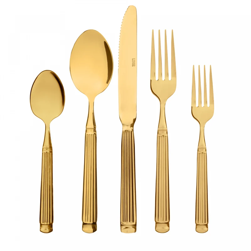 Faqueiro 30 Peças Grécia Dourado Aço Inox - Lyor Unico - LYOR