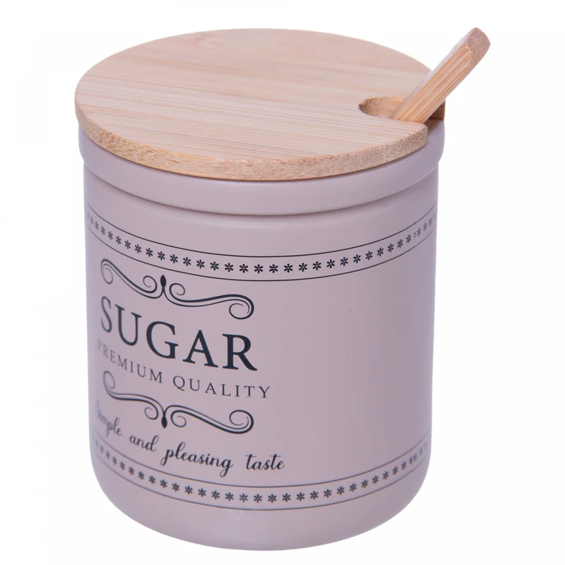 Açucareiro com Tampa e Colher de Bambu Corteccia 300ml Vidro - Lyor Unico - LYOR