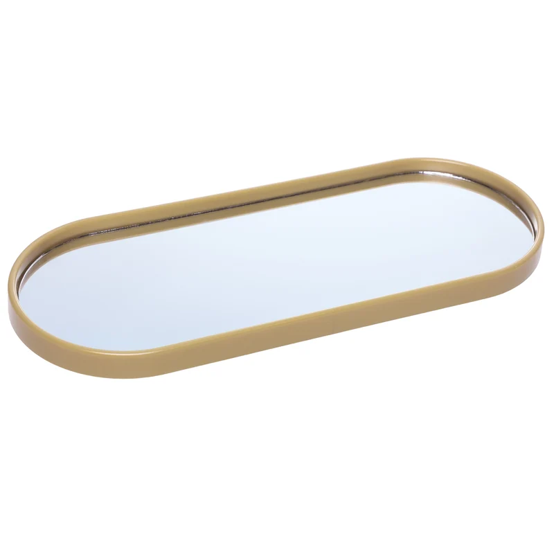 Bandeja com Espelho Perlina 30cm x 12cm x 1,5cm Dourado - Lyor Unico - LYOR