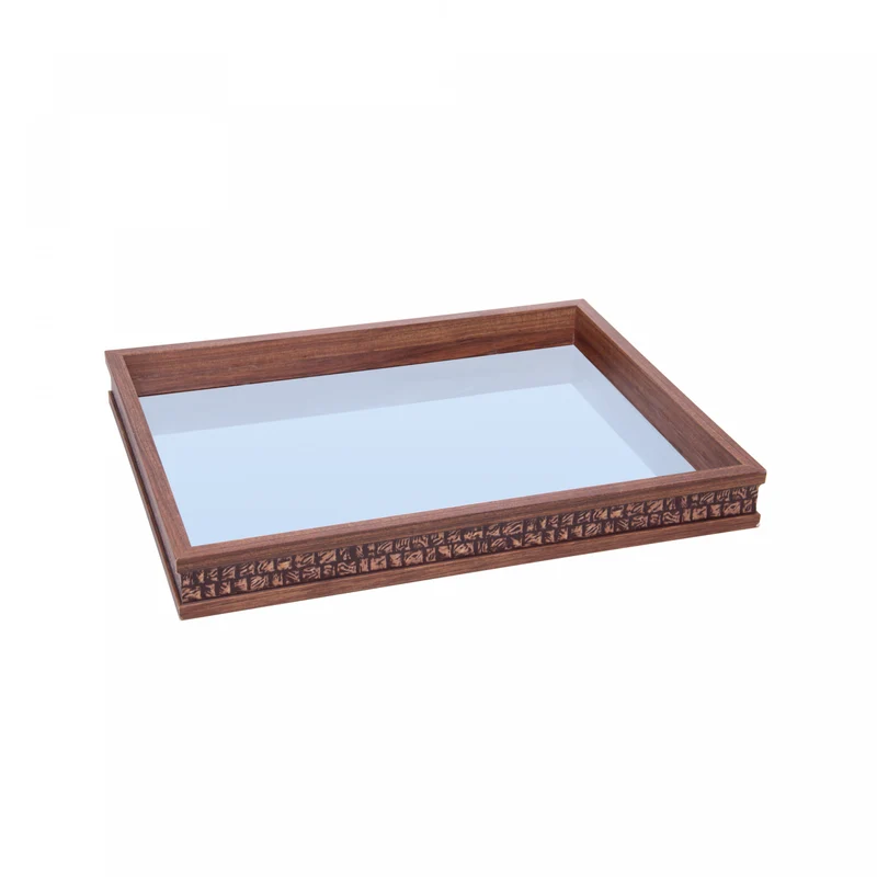 Bandeja com Espelho Rustic 20cm x 30cm x 5cm Madeira - Lyor Unico - LYOR