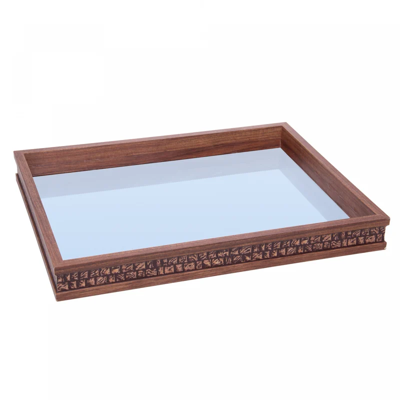 Bandeja com Espelho Rustic 25cm x 35cm x 5cm Madeira - Lyor Unico - LYOR
