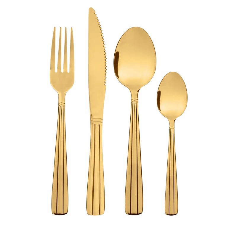 Faqueiro Marselha 24 Peças Dourado Aço Inox - Lyor Unico - LYOR