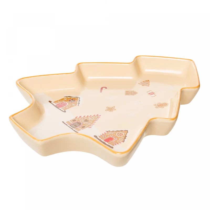 Bandeja Decorativa Encanto de Natal 28cm x 23cm x 3cm Cerâmica - Lyor Unico - LYOR